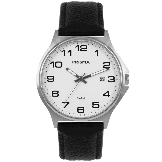 Prisma Watch P.1685 Men Stainless steel 5 ATM leather kol saati