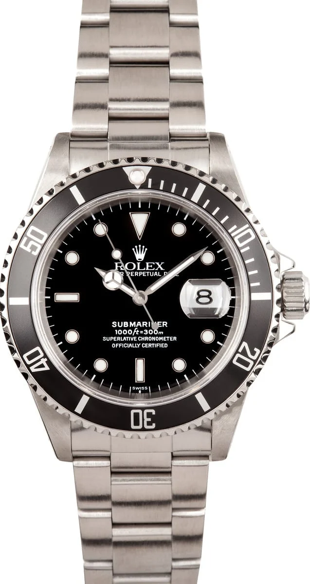Rolex Submariner 16610 at Bob's Watches 16610BKSO 40 mm kol saati