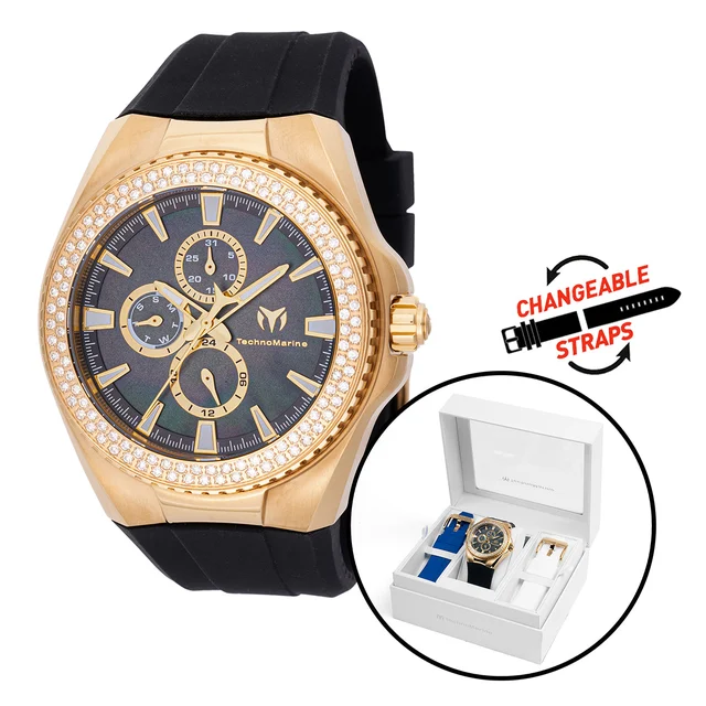 Technomarine Cruise California 0.5 Carat Diamond Watch w/ Mother of Pearl Dial - 45mm, Bla