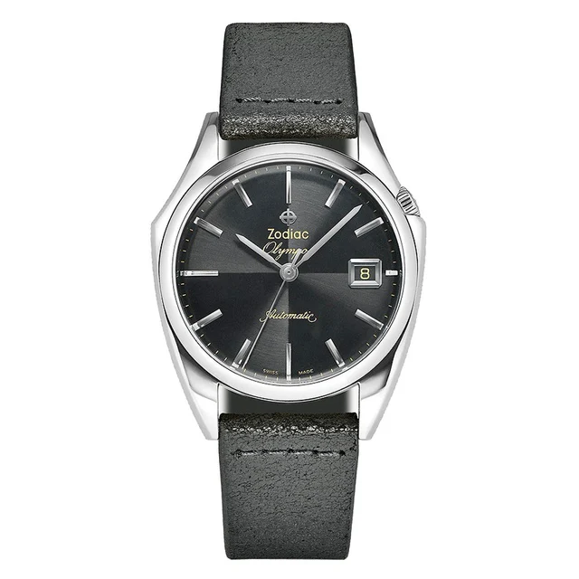 Zodiac Olympos Automatic Black Leather Watch #ZO9700 kol saati