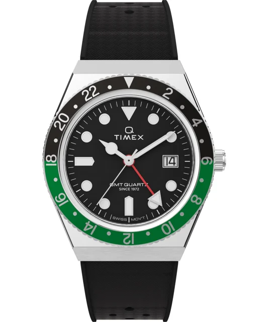 Timex GMT 38mm Synthetic Rubber Strap Watch TW2W57500 kol saati