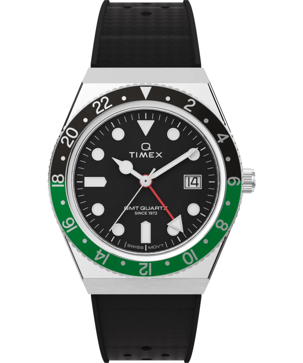 Timex GMT 38mm Synthetic Rubber Strap Watch TW2W57500 38 mm kol saati