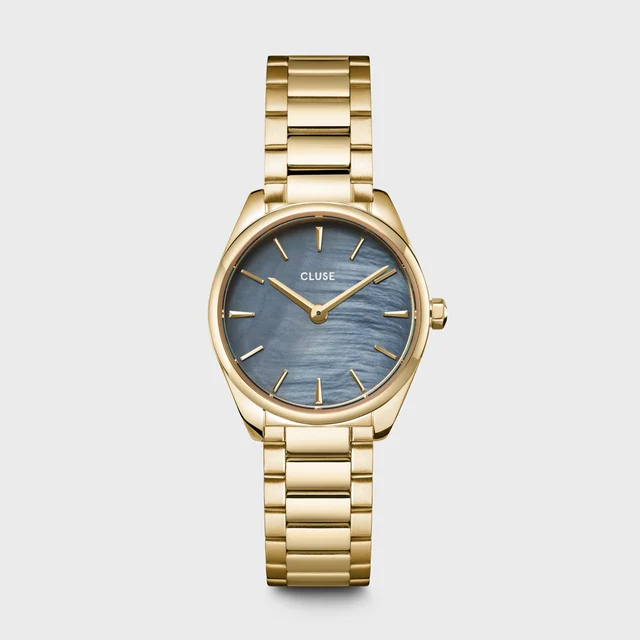 CLUSE Féroce Mini Watch Steel, Blue Pearl, Gold Colour CW11707 kol saati
