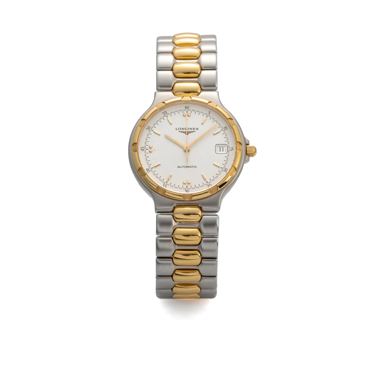 Longines Ref. L.1.620.3, self-winding, centre-seconds, date; “Conquest”; stainless steel and gilded stainless steel kol saati