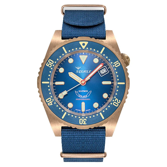 Squale Bronze Swiss Automatic Dive Watch with Sunburst Blue Dial #1521BRONBL.BN20 kol saat