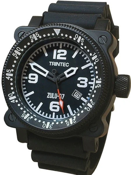 Trintec Automatic Aviator Styled Dive Watch with Black PVD Case #Zulu-07-Pro-B kol saati