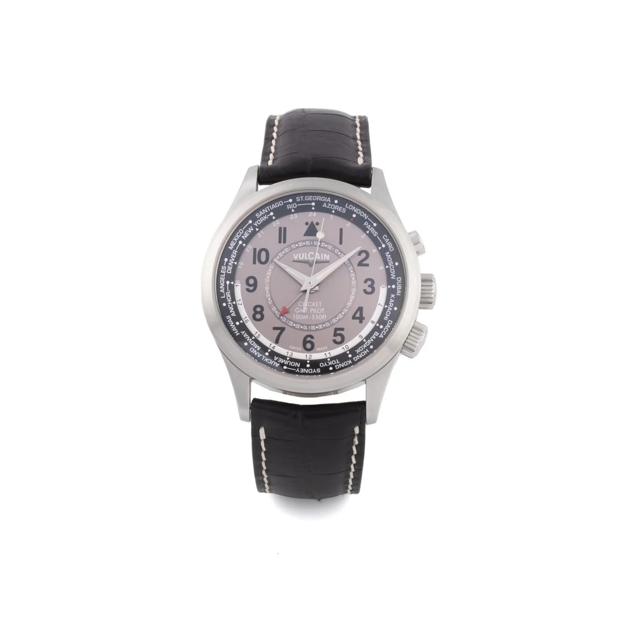 Vulcain VULCAIN, REF. 100108.335, AVIATOR CRICKET GMT PILOT, STEEL kol saati