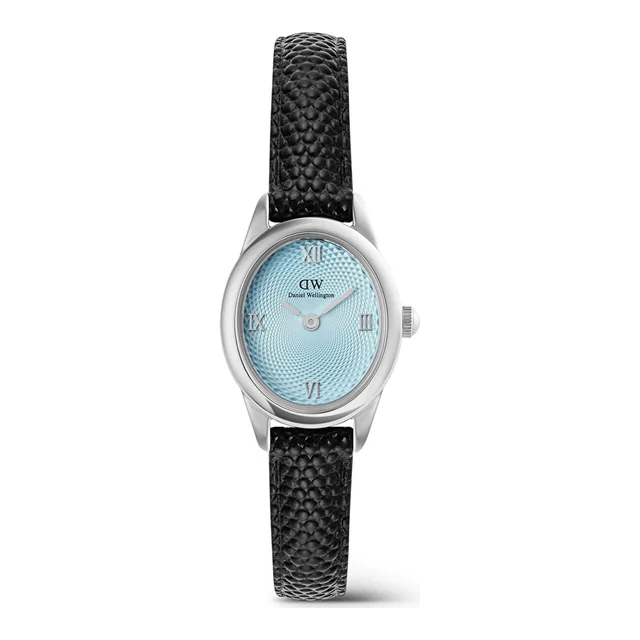 DANIEL WELLINGTON Ophelia Mini Black Lizard Ice Blue Guilloché S DW00600896 kol saati