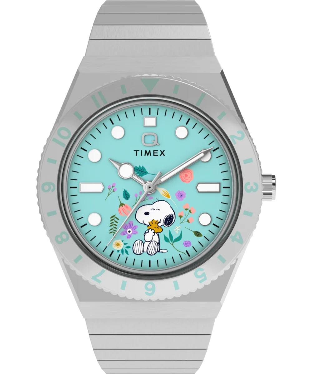 Timex Peanuts® x Q ® 36mm Stainless Steel Expansion Band Watch TW2Y52700 36 mm kol saati