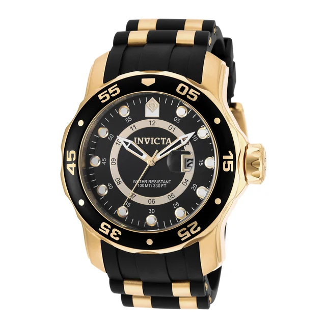 Invicta Pro Diver SCUBA Swiss Ronda 515.24H Caliber Watch - 48mm, Gold, Black (6991) kol s