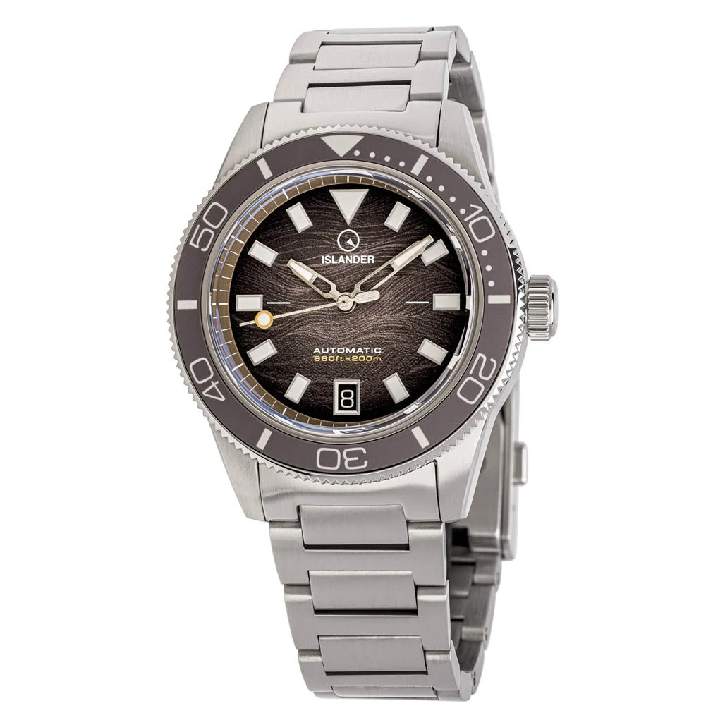 Islander Bayport Automatic Dive Watch with Warm Grey Wave Dial #ISL-314 48 mm kol saati