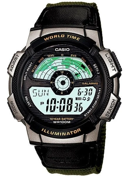 Casio Digital Sports-Style World Time Alarm Watch with 31 Time Zones #AE-1100WB-3AV kol sa