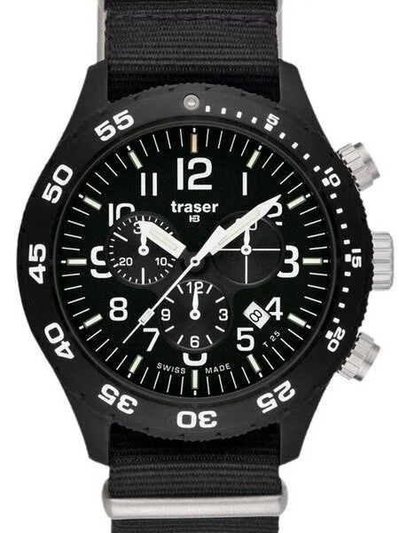 Traser Officer Pro Chronograph with Tritium Illumination and 12-Hour Totalizer #102355 kol