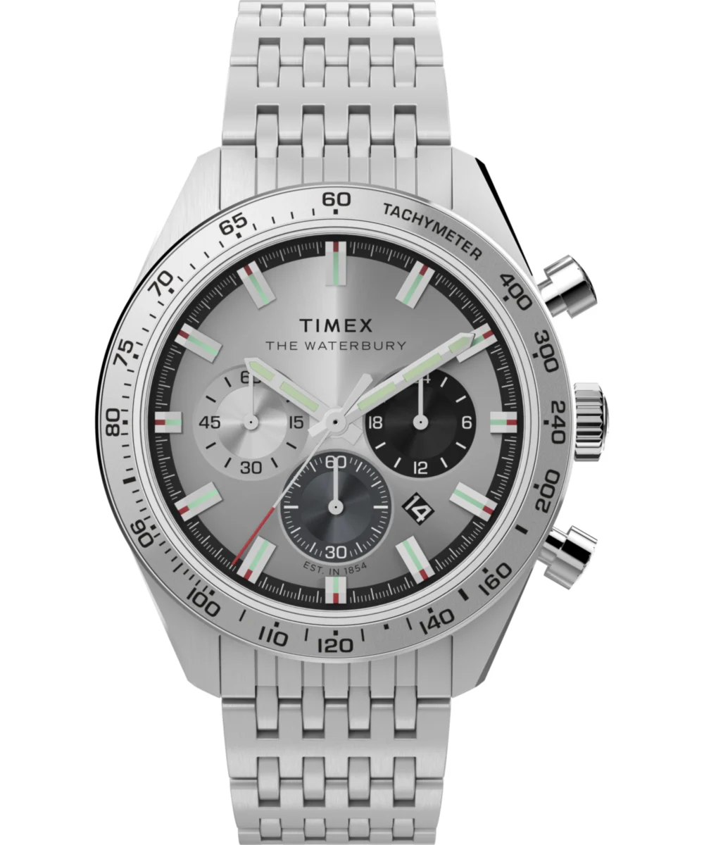 Timex Waterbury Traditional Chronograph 41mm Stainless Steel Bracelet Watch TW2Y18700 41 mm kol saati