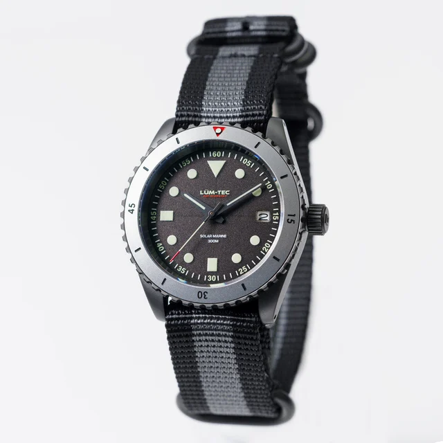 Lum Tec Lum-Tec Solar Powered Military Watch with 39mm Titanium Carbide Bead Blasted Case 