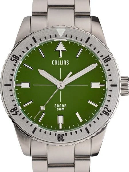 Collins SONAR Swiss Automatic, 300-M Dive Watch with 39.5mm Case and a Sapphire Crystal #CWC06 39.5 mm kol saati