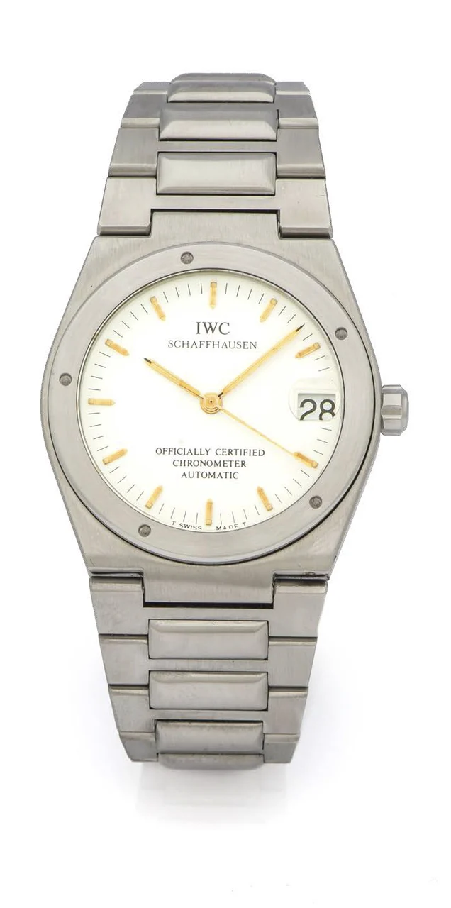 Iwc Ingenieur IWC INGENIEUR REF. 3521 STEEL A very fine self-winding stainless steel anti-magnetic wristwatch with date and platinum rotor. kol saati