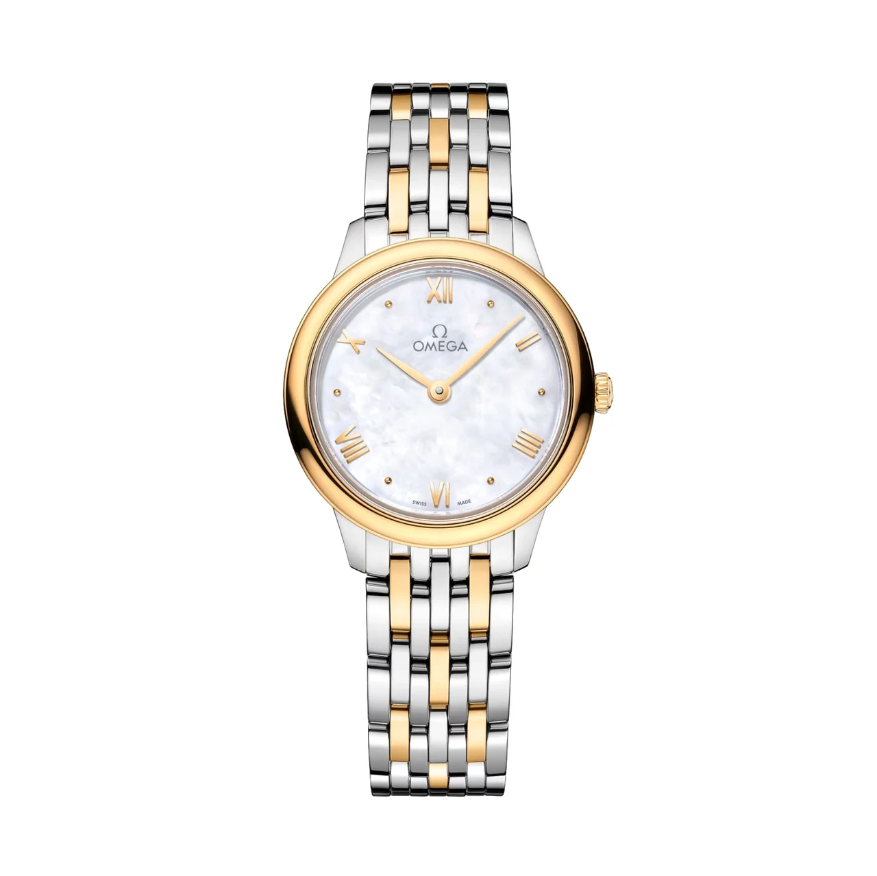 OMEGA Ville Prestige Two-Tone 27.5mm - White, Mother-of-Pearl on Bracelet O43420286005001 27.5 mm kol saati
