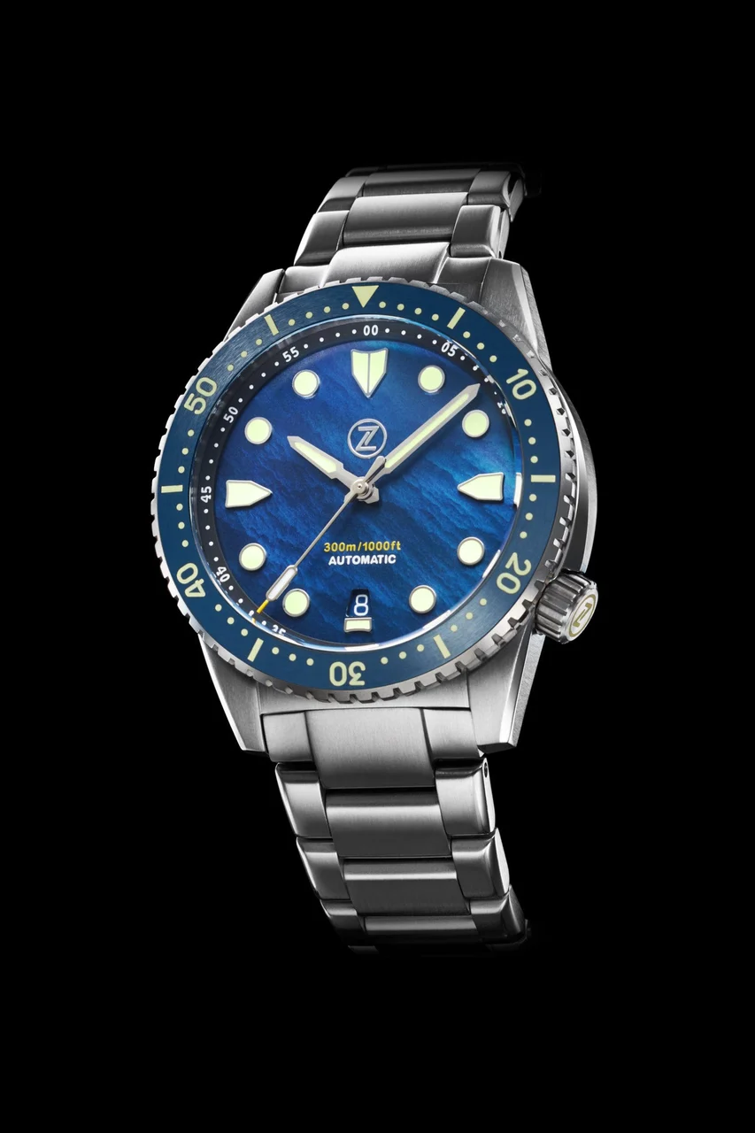 Zelos Mako V3 300m Ti 'Blue MOP' 20 mm kol saati
