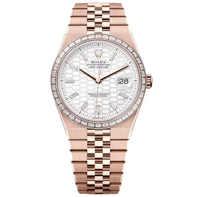 Rolex Land-Dweller 40mm Rose Gold with Diamond Set Bezel kol saati