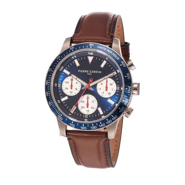 Velocity Mulitdrive Stainless steel with Brown Leather Strap CF.1027.LG kol saati