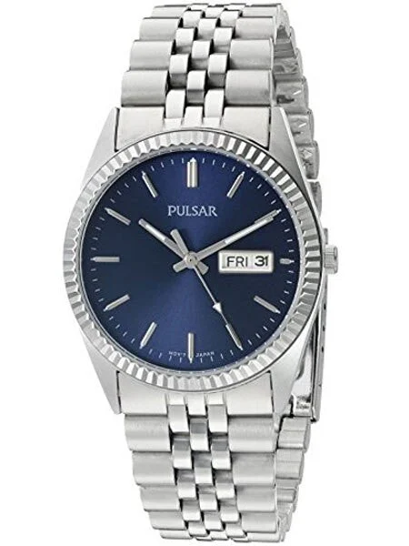 Pulsar Quartz Watch with 37mm Case, Vibrant Blue Dial #PXF303 37 mm kol saati