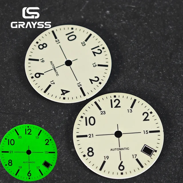 Tandorio Watches Full lume dia 28.5MM /33.5mm Pilot Watch dial C3 luminous for NH35 miyota