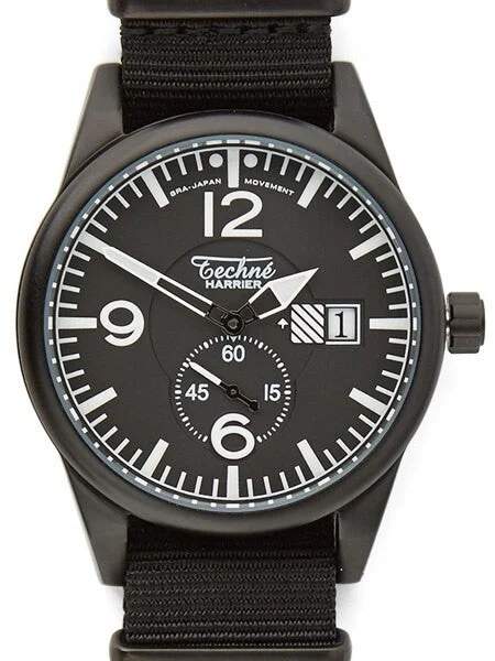 Techne Harrier Aviator Quartz Watch with 41mm Black Aluminium Case #388.123 kol saati