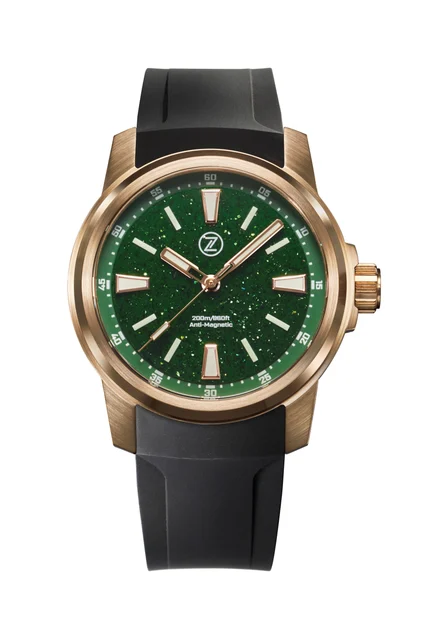 Zelos Aurora Field 38mm Br 'Green Aventurine' kol saati