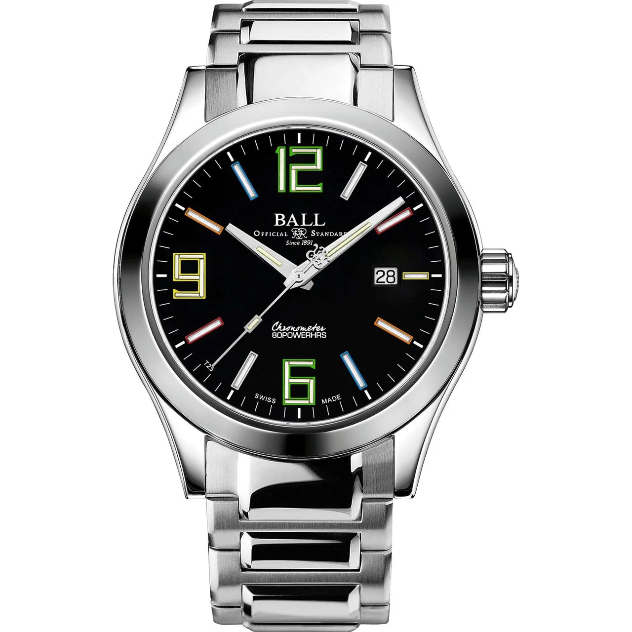 Ball Engineer M Pioneer II Black Dial Rainbow Tubes 43mm NM2128C-S3CJ-BKR 43 mm kol saati
