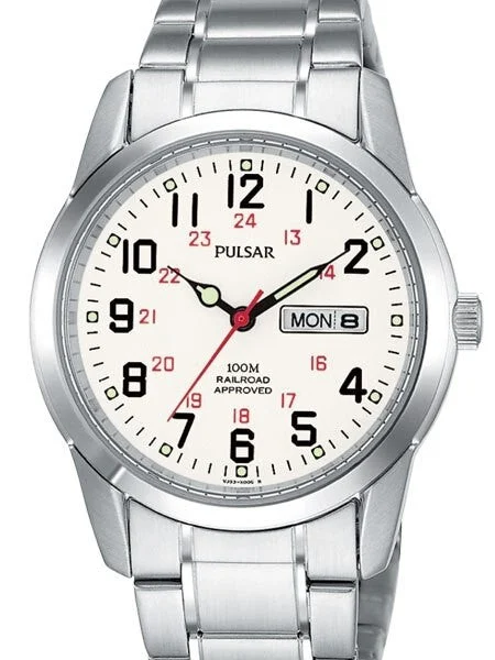 Pulsar Railroad Approved Watch with 37mm Case, 12 and 24 Hour Scale #PJ6007 kol saati