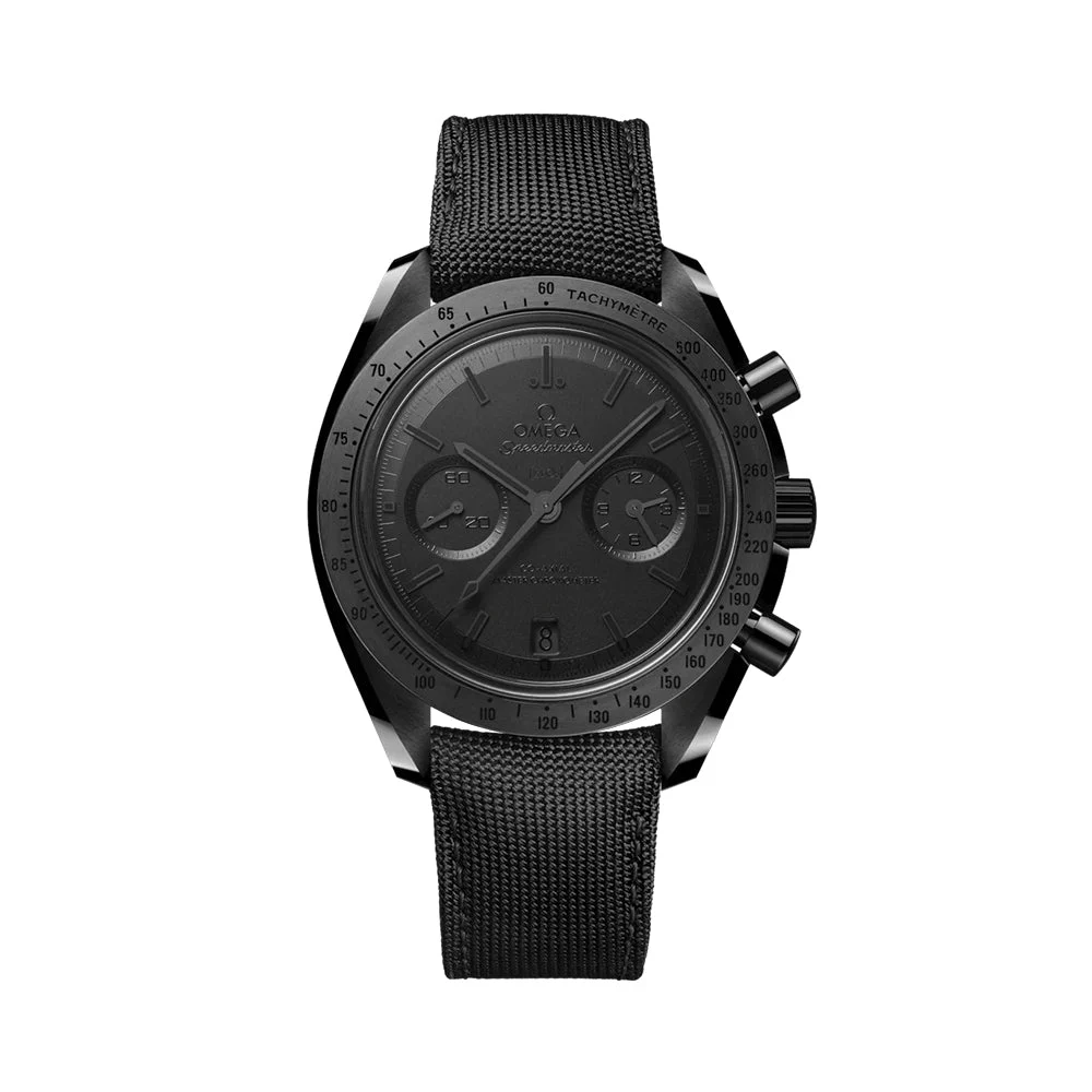 OMEGA Speedmaster Dark Side of the Moon Black Ceramic 44.25mm - Full Black on Fabric Strap O31092445101003 kol saati