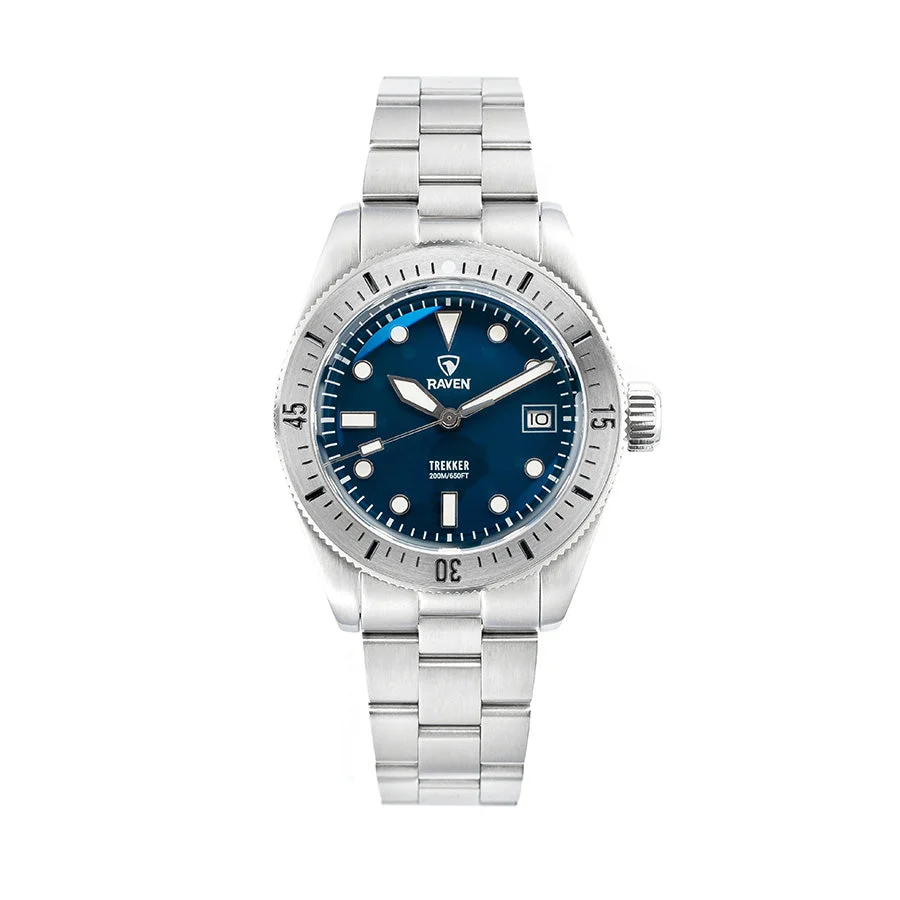 Raven Trekker - Vintage Blue - Steel Bezel 39 mm kol saati
