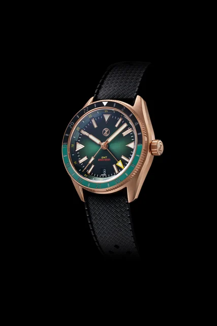 Zelos Horizons GMT 200m Bronze 'Hunter Green' kol saati