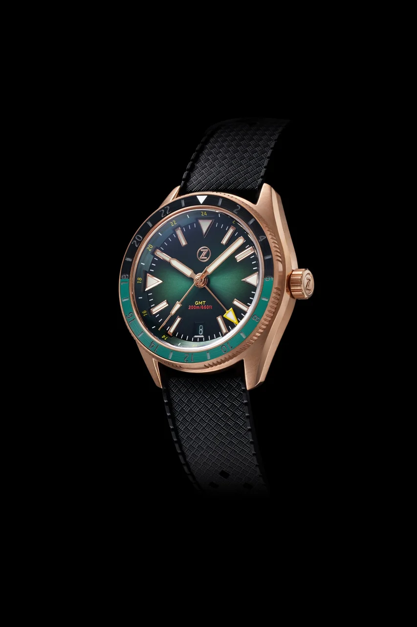 Zelos Horizons GMT 200m Bronze 'Hunter Green' 20 mm kol saati