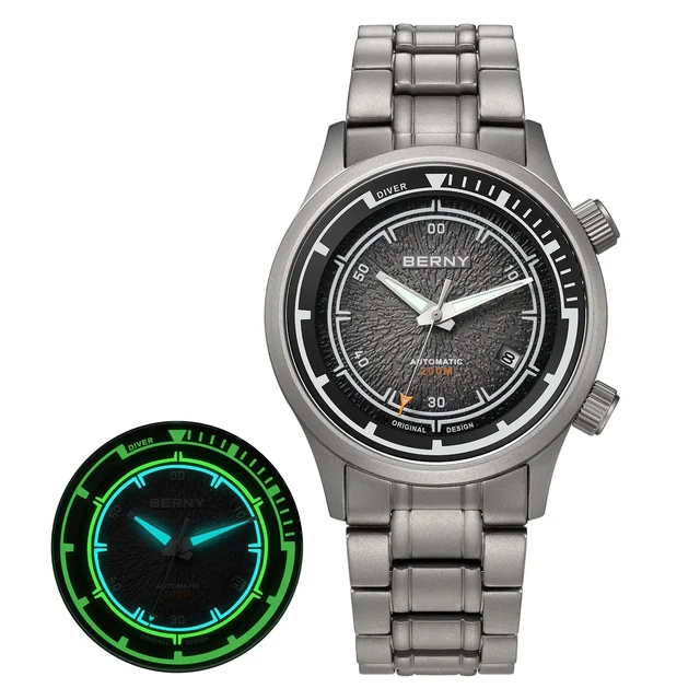 BERNY Men Automatic Titanium Diver Watch-AMT159MS AMT159MS-A kol saati