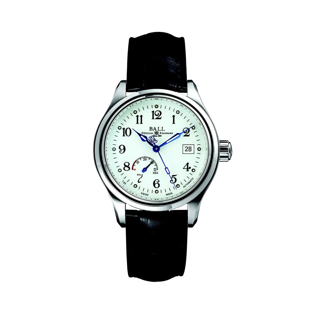 BALL Watch Trainmaster Power Reserve 41mm - White on Leather Strap NM1056D-L1J-WH 41 mm kol saati