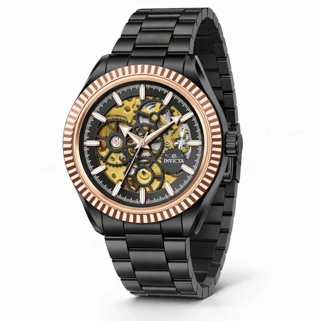 Invicta Objet D Art Glyph Automatic Watch w/ Skeleton Dial - 43mm. Black (69757) kol saati