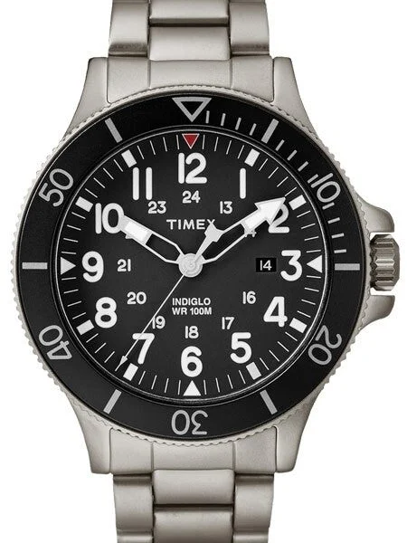 Timex Allied Coastline Quartz Watch with Black Dial and INDIGLO Night-Light #TW2R46100VQ 43 mm kol saati