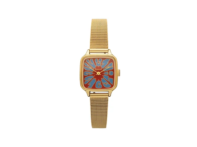Komono Kate Flower Royale Gold Maroon Blue KOM-W4211 kol saati
