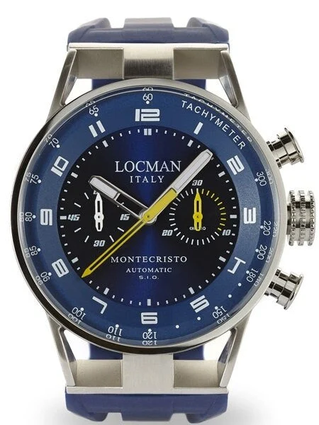 Locman Montecristo 100 Meter Automatic Chronograph Watch with 44mm Case #514BLYLBLR 44 mm kol saati
