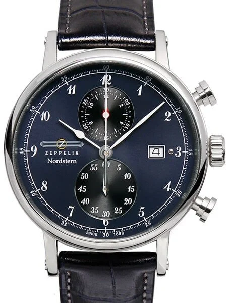 Graf Zeppelin Nordstern Series Two-Eye Swiss Quartz Chronograph #7578-3 kol saati