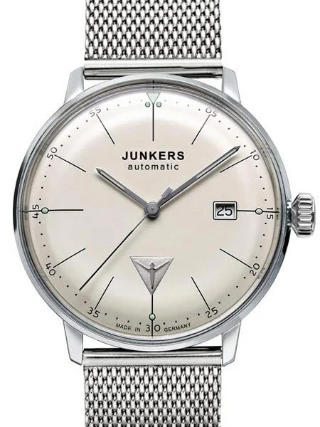 Junkers Bauhaus Swiss Automatic Watch with Domed Hesalite Crystal #6050M-5 kol saati