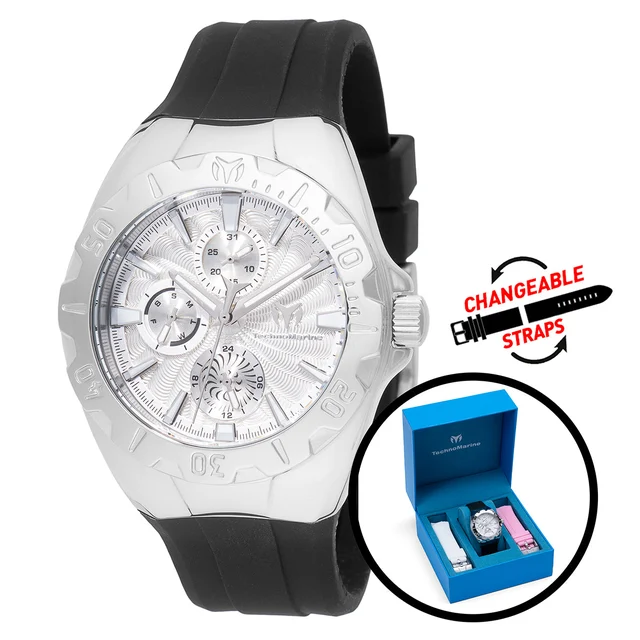 Technomarine Cruise Original Watch - 40mm. Black. White. Pink with Interchangeable Strap (
