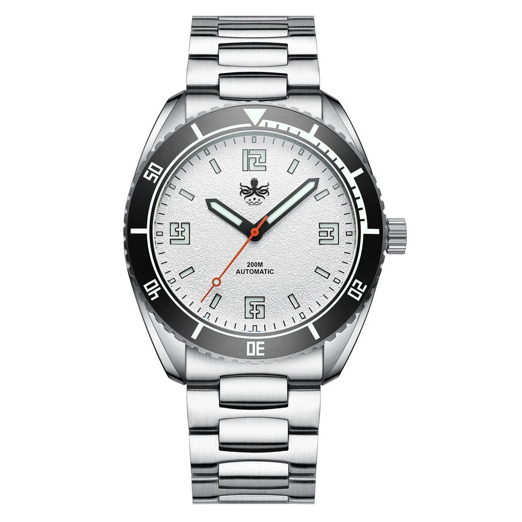 Phoibos Reef Master Dive Watch with Silver White Dial #PY047E 42 mm kol saati
