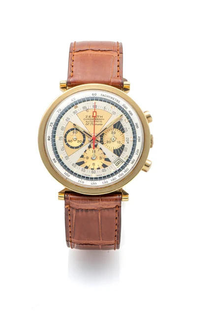 Zenith ZENITH, REF. G383, EL PRIMERO CHRONOGRAPH, POKER CHIP DIAL, YELLOW GOLD kol saati