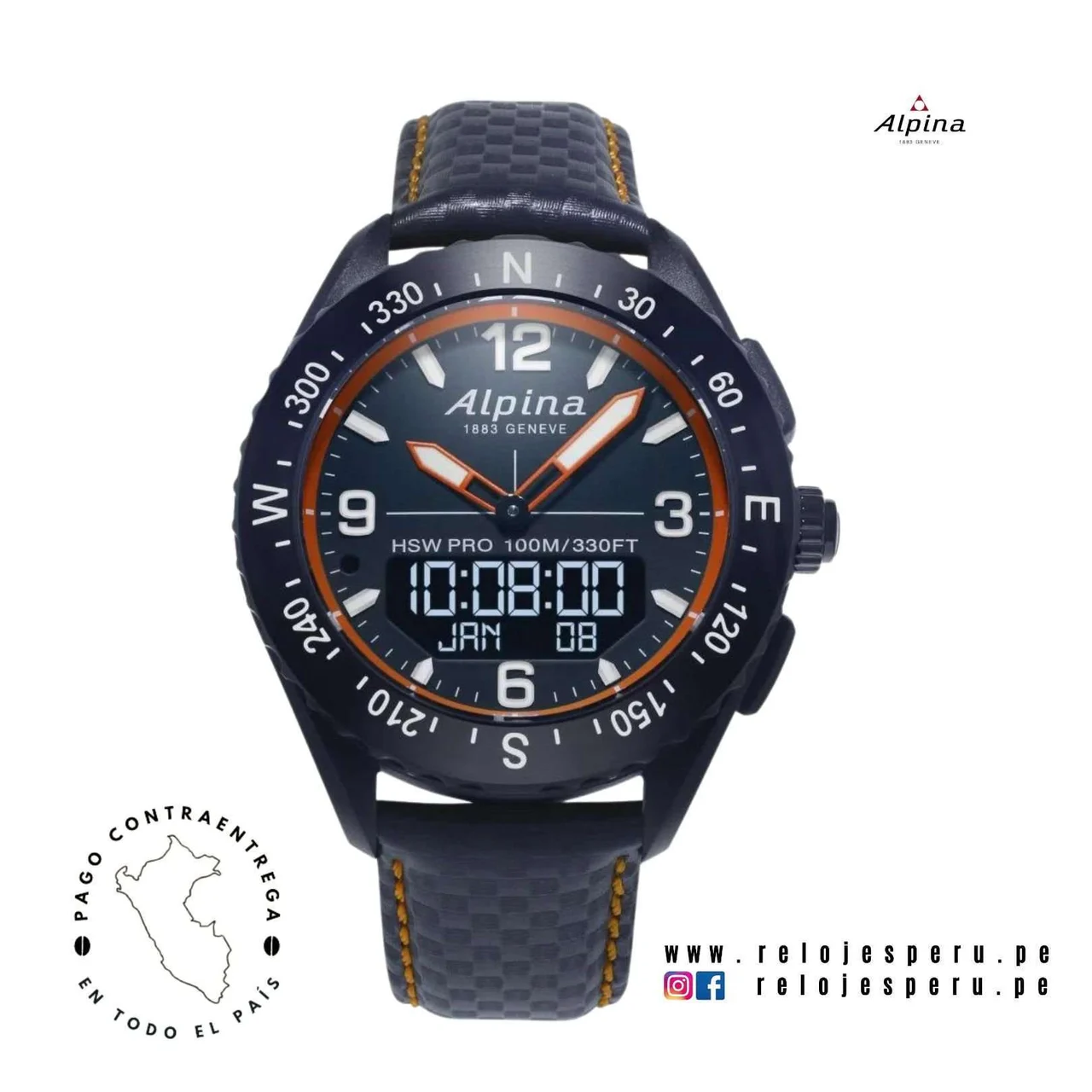 ALPINA Alpiner X AL-283LNO5NAQ6L – SMARTWATCH – fabricado en 45 mm kol saati
