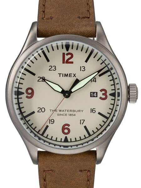Timex Waterbury Quartz Watch with Cream Dial and INDIGLO Night-Light #TW2R38600VQ 40 mm kol saati