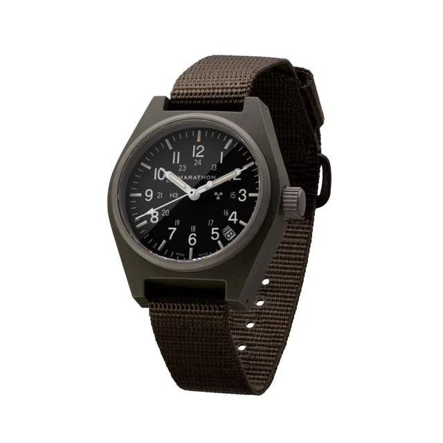 Marathon GPQ-D Standard-Issue Tritium Field Quartz Type II Sage Green 34mm - Black on Fabr