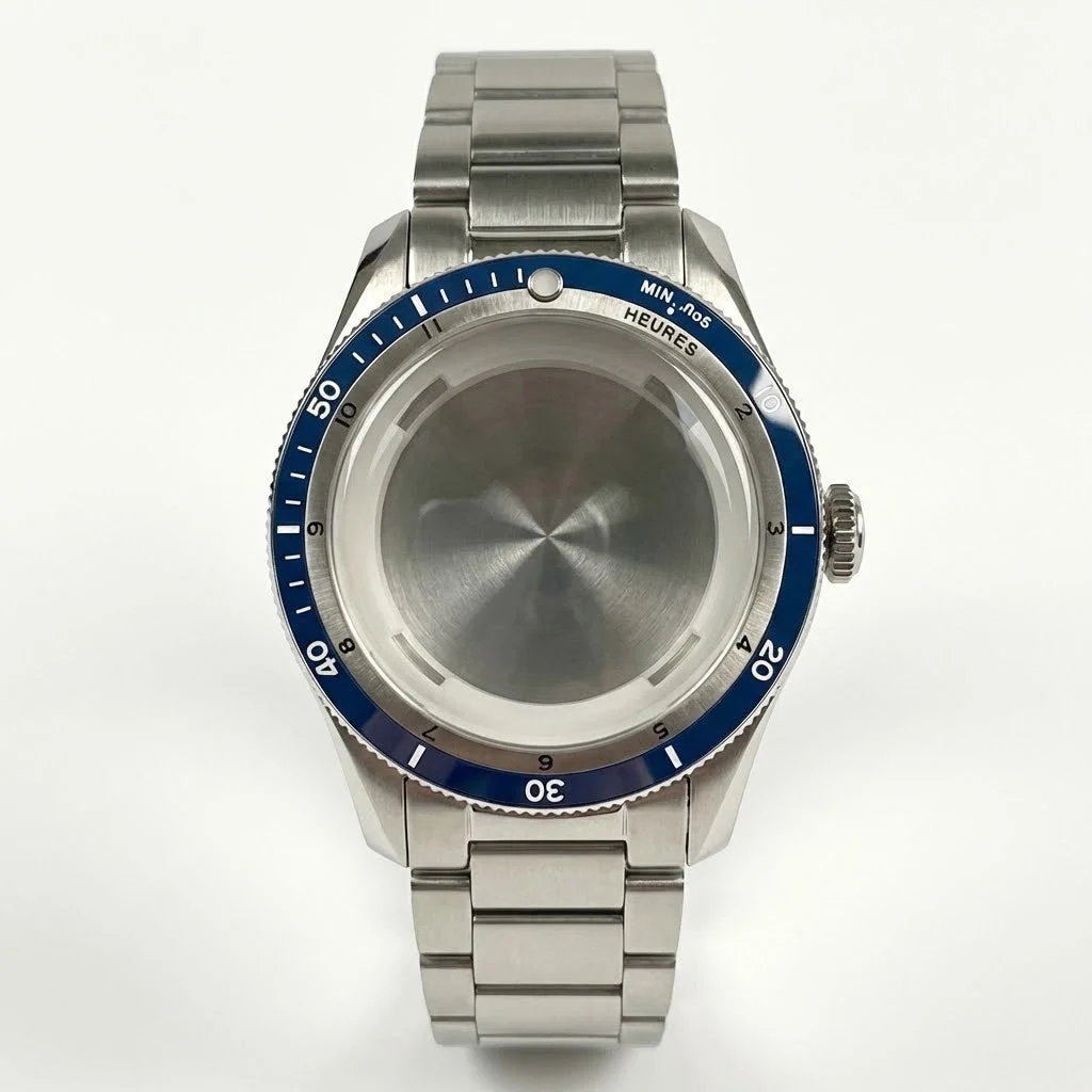 Tandorio Serica Diver Case 20bar Diving Steel Watch Case for NH34 NH35 NH36 NH37 NH70 NH72 ETA2824 PT5000 Bow Sapphire Glass 120click Bezel Ceramic Insert 14:29#blue with strap;200000046:201718821#for eta2824 pt5000 40 mm kol saati